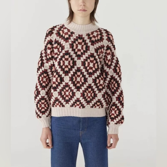 Misha & Puff patchwork crochet sweater in dune colorway size XS/S - Picture 3 of 8